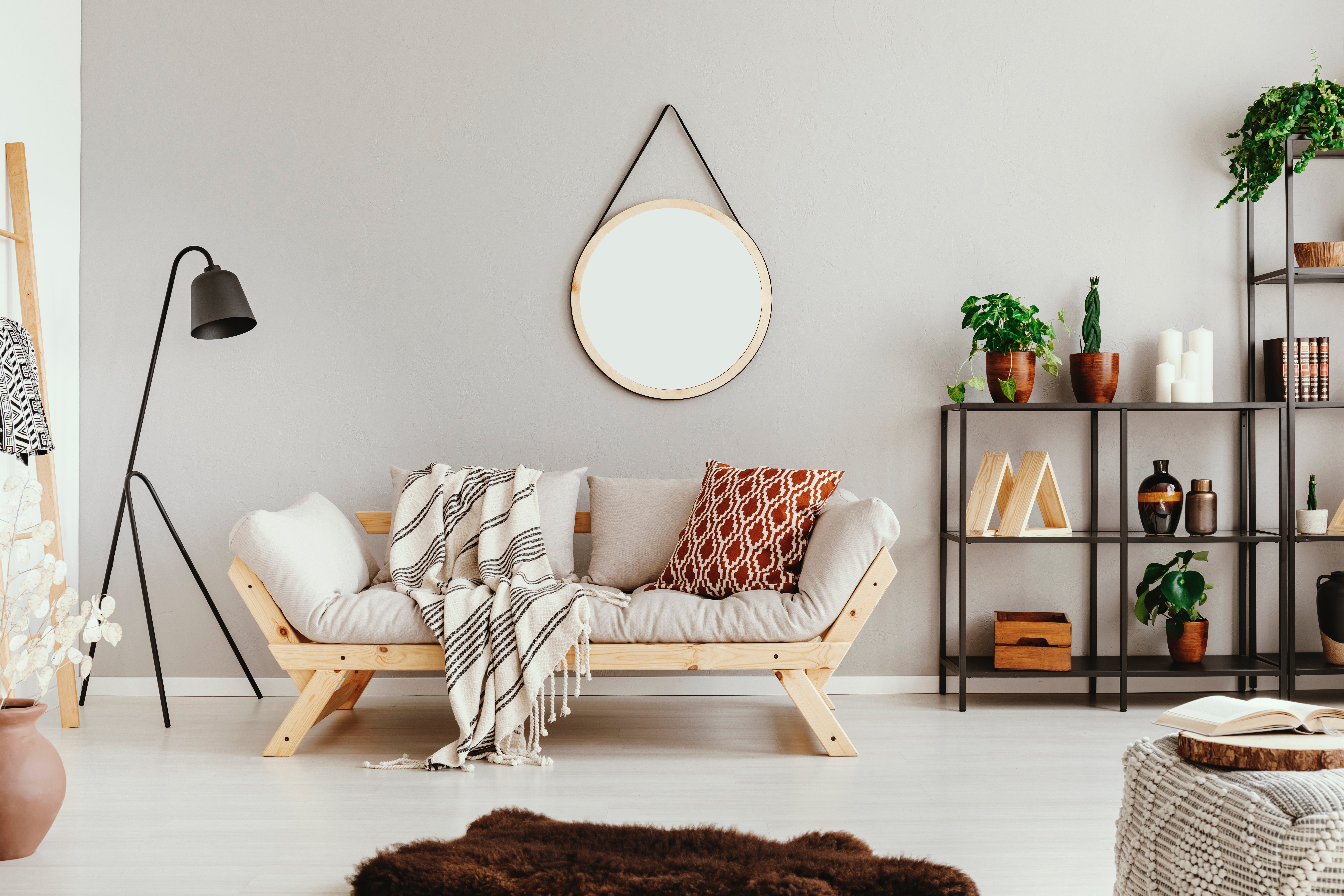 Fotografía de sala con estilo nordico scandi boho